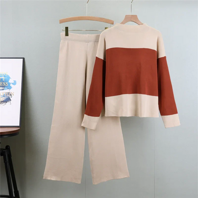 Charlotte – Conjunto de punto de dos piezas estilo western con suéter y pantalón