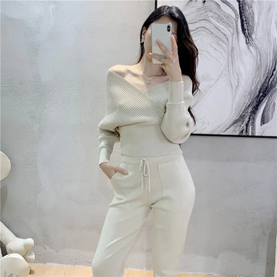 Adelheid – Koreanisches 2-teiliges Strickset für Herbst/Winter