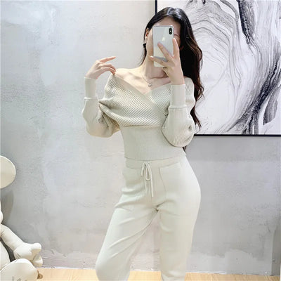 Adelheid – Koreanisches 2-teiliges Strickset für Herbst/Winter