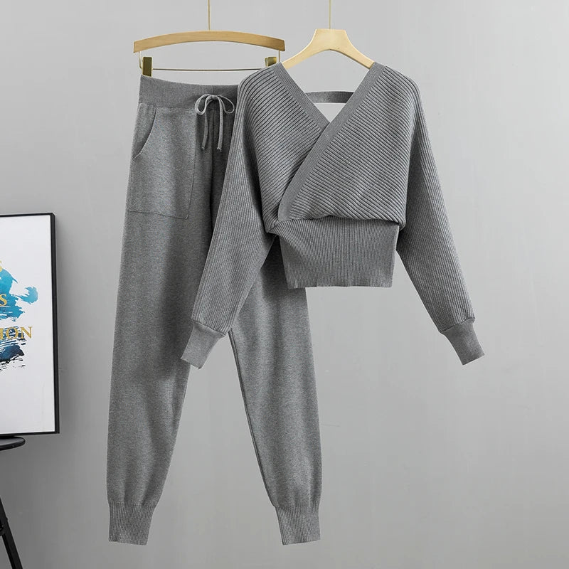 Adelheid – Koreanisches 2-teiliges Strickset für Herbst/Winter