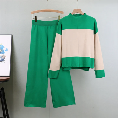 Charlotte – Conjunto de punto de dos piezas estilo western con suéter y pantalón