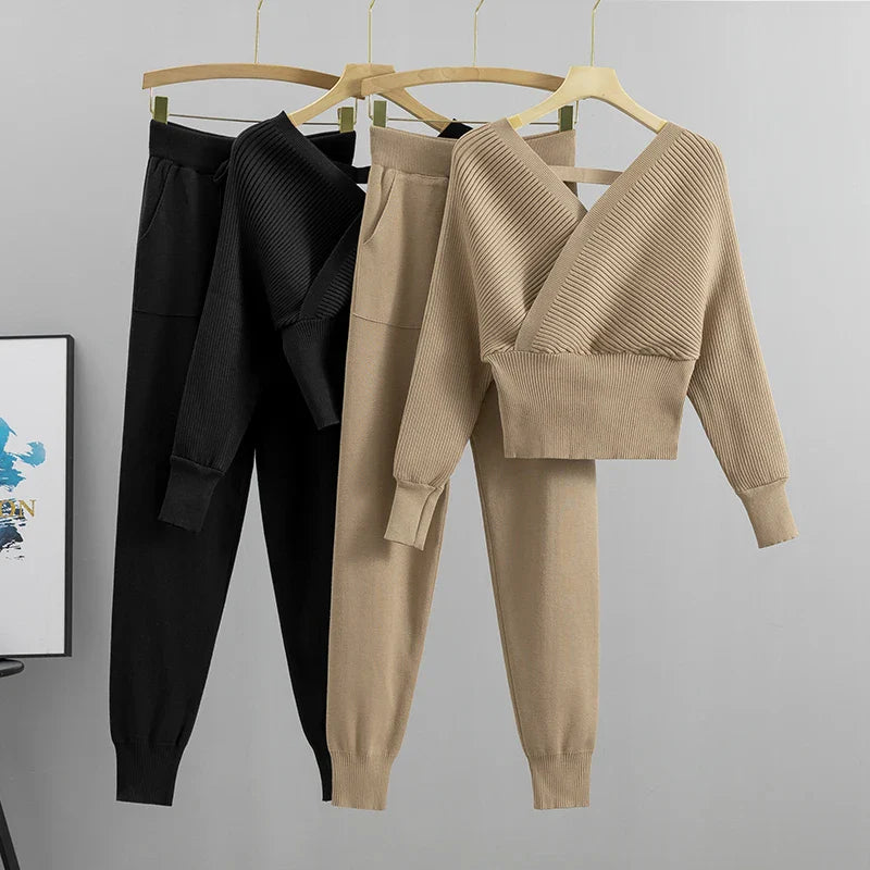 Adelheid – Koreanisches 2-teiliges Strickset für Herbst/Winter