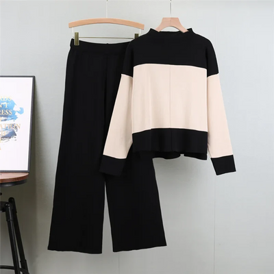 Charlotte – Conjunto de punto de dos piezas estilo western con suéter y pantalón