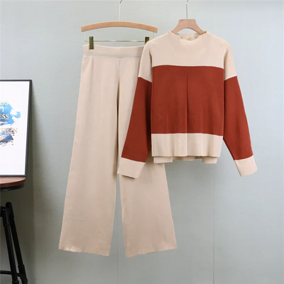 Charlotte – Conjunto de punto de dos piezas estilo western con suéter y pantalón
